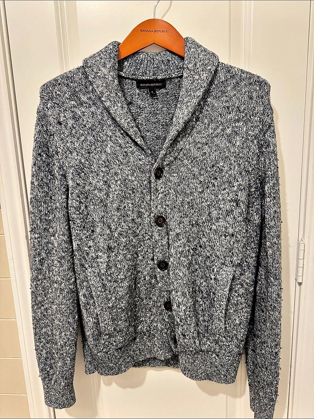 Banana Republic Gray White Knit Cardigan Size Small
